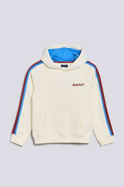 MELEGÍTŐ FELSŐ GANT D2. SPORTY STRIPE HOODIE EGGSHELL