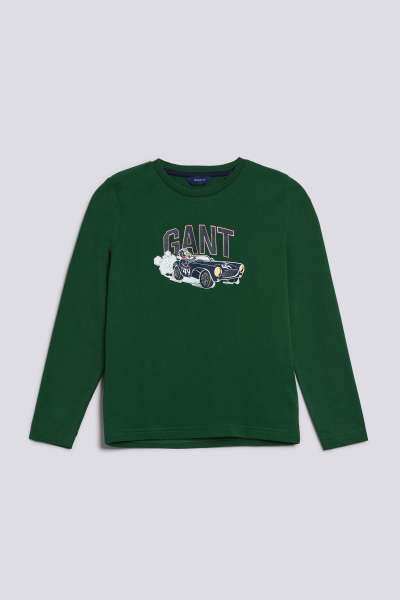 PÓLÓ GANT D2. DRIVING DOG LS T-SHIRT FOREST GREEN