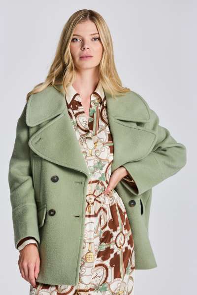 DZSEKI GANT D2. OVERSIZED PEACOAT EUCAYPTUS GREEN