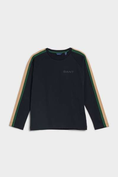 PÓLÓ GANT D2. SPORTY STRIPE LS T-SHIRT BLACK