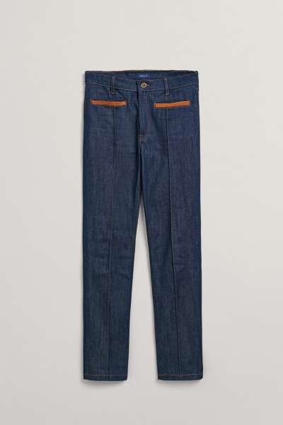 FARMER GANT D2. SLIM LEATHER DETAIL JEANS DARK BLUE