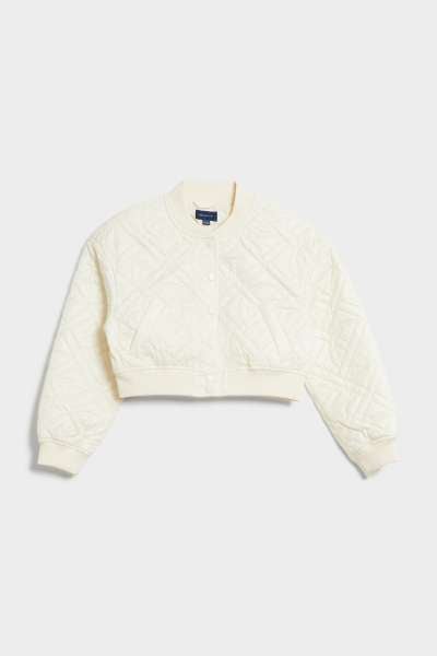 DZSEKI GANT CROPPED MONOGRAM BOMBERJACKET CREAM3