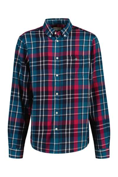 ING GANT CHECKED SHIELD LS SHIRT PETROL BLUE