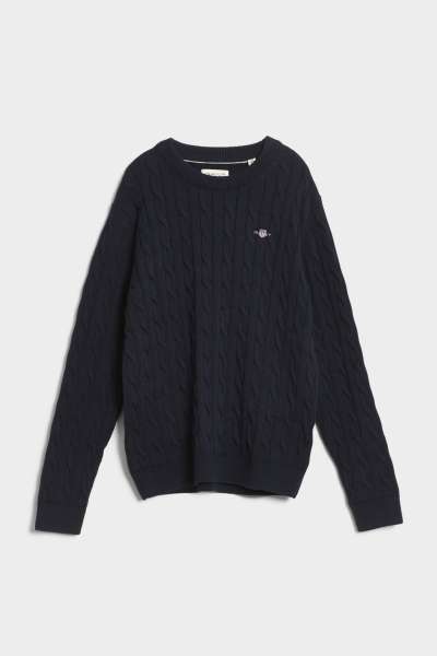 PULÓVER GANT COTTON CABLE SHIELD CREW EVENING BLUE