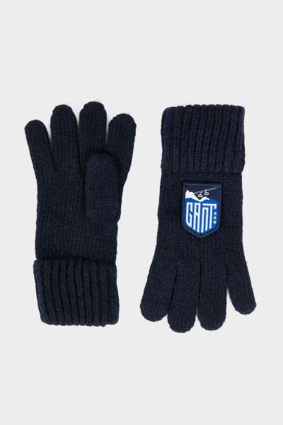 KESZTYŰ GANT ALPINE BADGE KNIT GLOVES EVENING BLUE