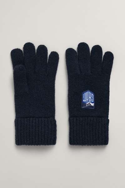 KESZTYŰ GANT ALPINE BADGE KNIT GLOVES EVENING BLUE