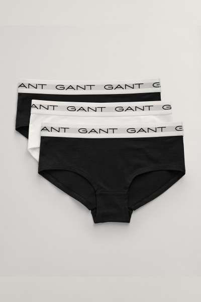 ALSÓNEMŰ GANT HIPSTER BRIEFS 3-PACK BLACK / WHITE