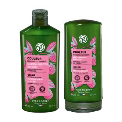 Színvédő sampon és balzsam málnaecettel