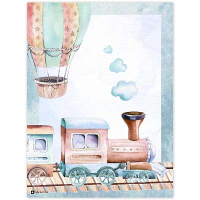 Falikép - Vonat és hőlégballon