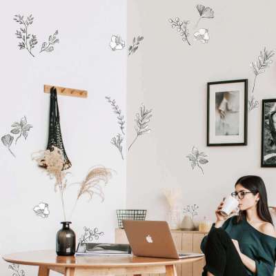 Egyszerű dekoráció szobába, virág és levél matricák