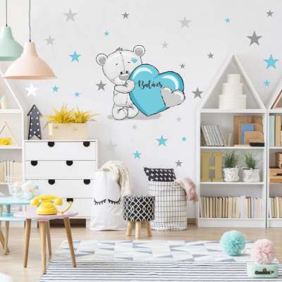 Gyerek falmatrica - Kék maci