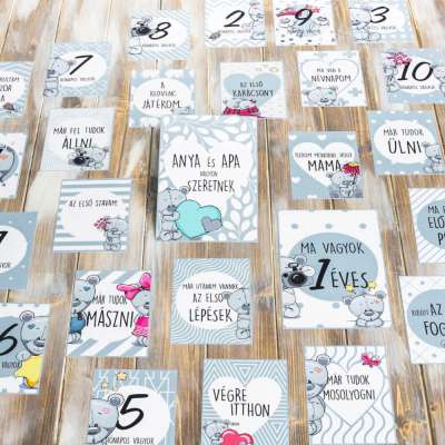 Babakártya - Szürke mackó