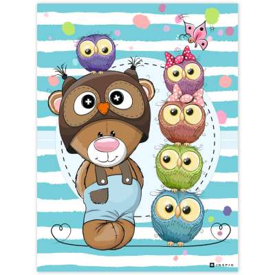 Falikép - Maci és baglyok