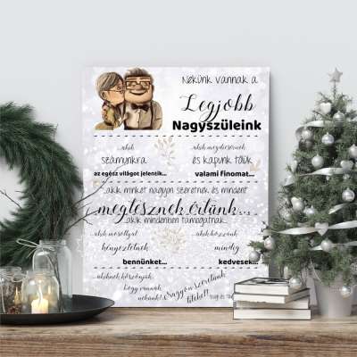 Ajándék nagyszülőknek - Szeretetnyilvánító tábla nagymamának és nagypapának karácsonyra.