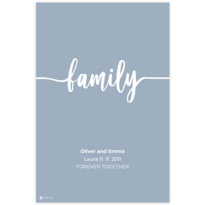 Fali dekoráció - FAMILY nevekkel és dátummal