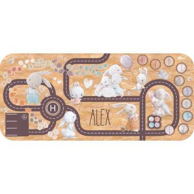 Gyerekszőnyeg utacskával, nyuszikkal és névvel