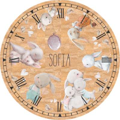 Gyerekszőnyeg lányoknak - Római számok és akvarell állatkák