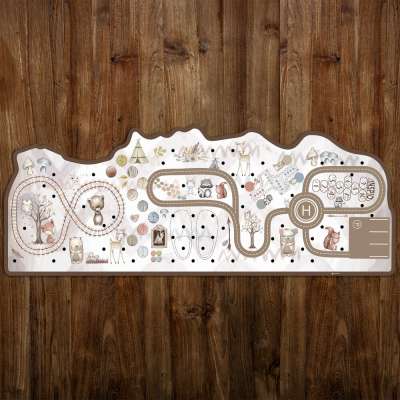 Utacskás játszószőnyeg az ágyhoz barna színű állatkákkal