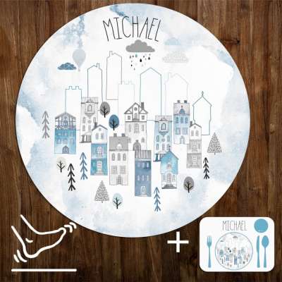 Játszószőnyeg gyerekeknek - Kék házikók