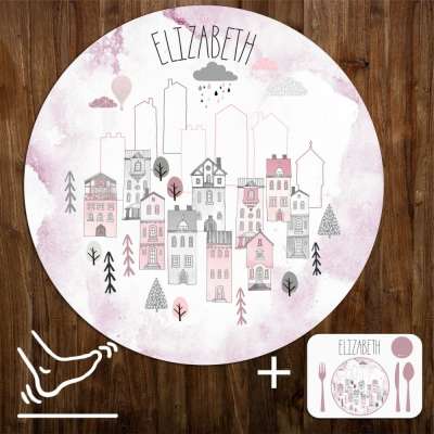 Játszószőnyeg gyerekeknek - Rózsaszín házikók