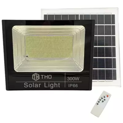 Nagy teljesítményű, akkus, falra szerelhető LED reflektor, munkalámpa, különálló napelemmel, 300W