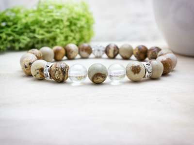 Megértő barát jáspis és aurakvarc vegyes ásvány karkötő