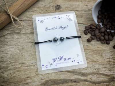 Szeretlek Anya hematit angyal karkötő