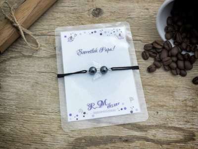 Szeretlek Papa hematit angyal karkötő