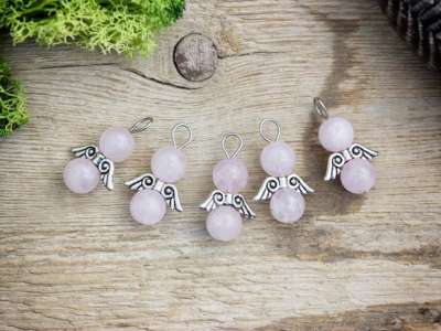 Rózsakvarc angyal medál 5 dbos csomag