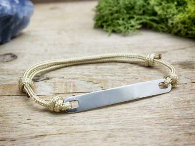 Gravírozható lapbetétes barna microcord karkötő