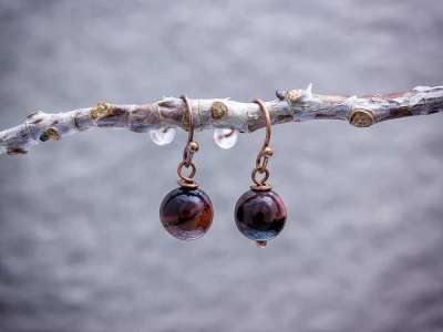 Macskaszem lógós réz drót fülbevaló 8mm