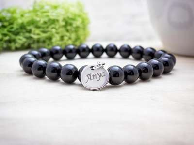 Anya védelme ónix ásvány karkötő