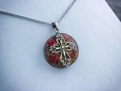 Ima műgyanta orgonit acél nyaklánc