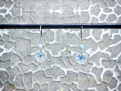 Kéknefelejcs műgyanta francia kapcsos acél fülbevaló