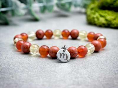 Szűz csillagjegy medálos ásvány karkötő