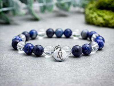 Oroszlán csillagjegy medálos ásvány karkötő