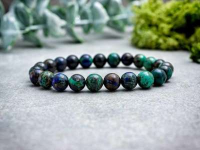 Azúr-malachit azurit ásvány karkötő