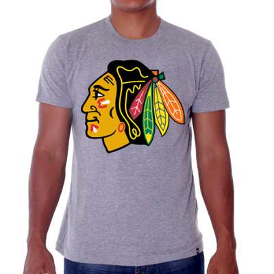 47 Brand Frozen Rope Tee Grey Chicago Blackhawks