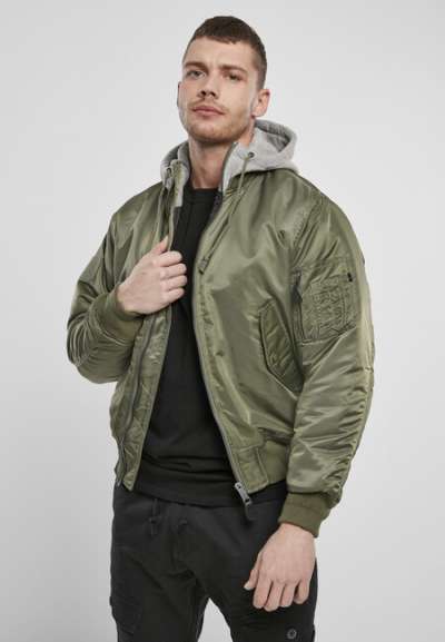 Brandit Hooded MA1 Bomber Jacket olive/grey