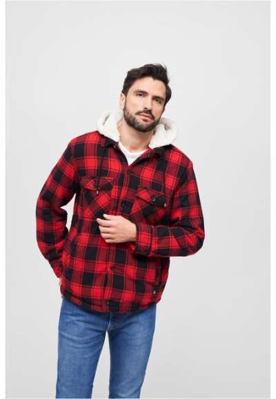 Brandit Lumberjacket hooded red/black