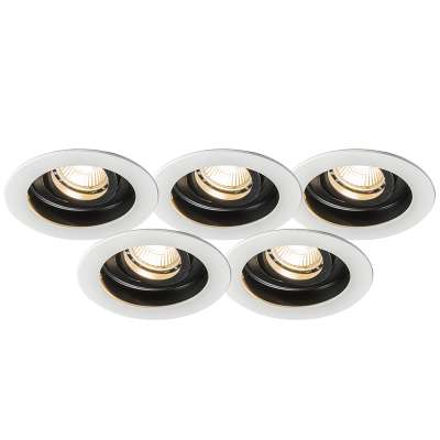 Modern beépített reflektor fehér acél 5 db-os készlet - Rondoo