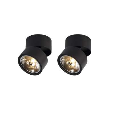 2 db modern fekete kerek állítható reflektor készlet - Go Nine