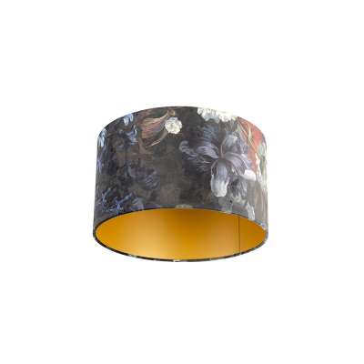 Bársony lámpabúra virágmintával 35/35/20 arany belsővel