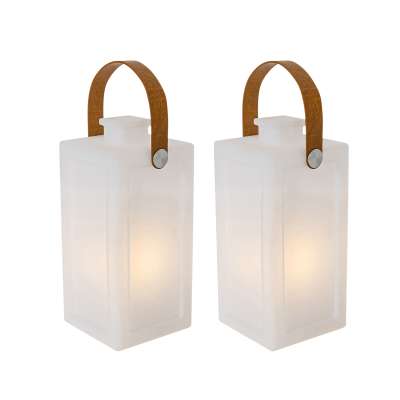 2 db-os asztali lámpa szett fehér lánghatással, újratölthető, IP44 - Stard