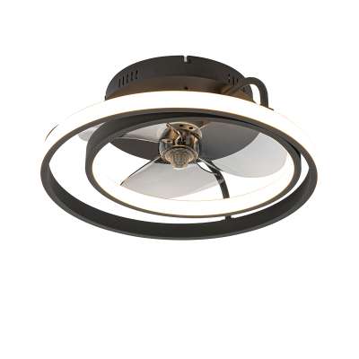 Mennyezeti ventilátor fekete 46,5 cm LED-del, távirányítóval - Kees