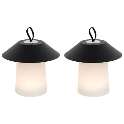 Két darabos asztali lámpa készlet gomba alakú fekete újratölthető LED-del - Ivan