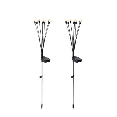 Kültéri állólámpa fekete, LED-del, napelemes és talpnyílással - Fire Fly