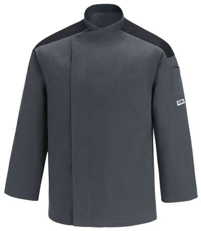 Szakácskabát  EGOchef CONVOY szürke - váll betét - hosszú ujjú
