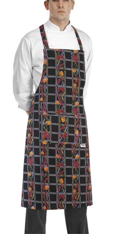 Szakács nyakkötény zsebbel - paprikás minták