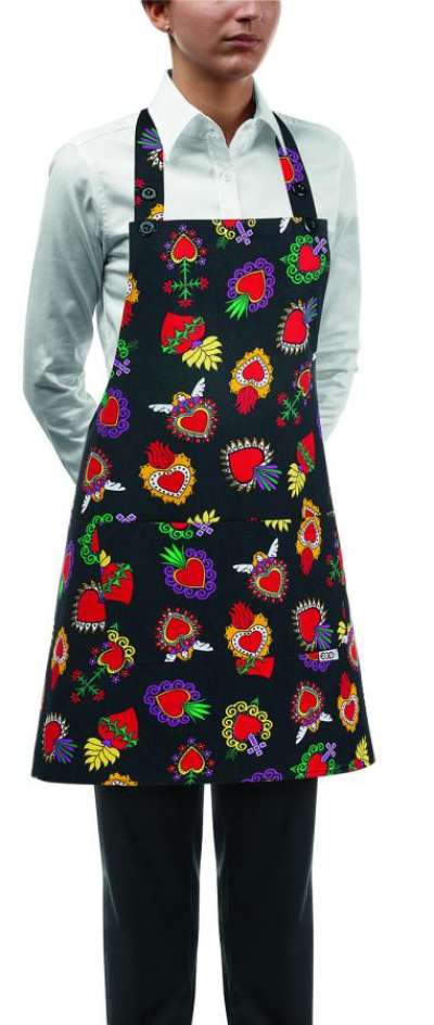 Szakács nyakkötény EGOchef NŐI zsebbel - szívek